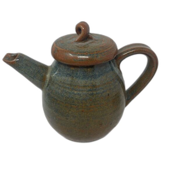 Art Pottery Stoneware TEAPOT Handmade Studio Signed AMR Vintage Brown GLAZE - Picture 2 of 11
